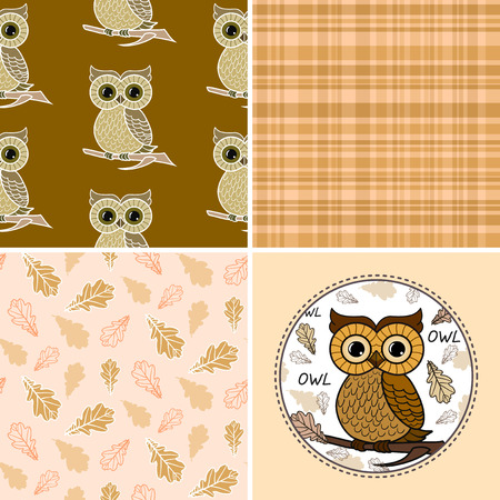 Cute owl on the colorfull background.  Vector print for children wear.のイラスト素材
