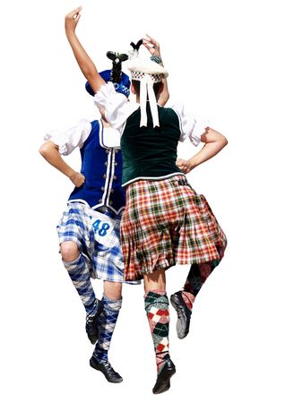 Two Highland dancers isolated     の写真素材