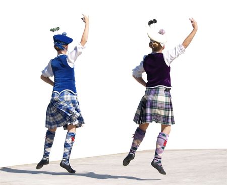 Highland Dancing Lassies Isolated      の写真素材