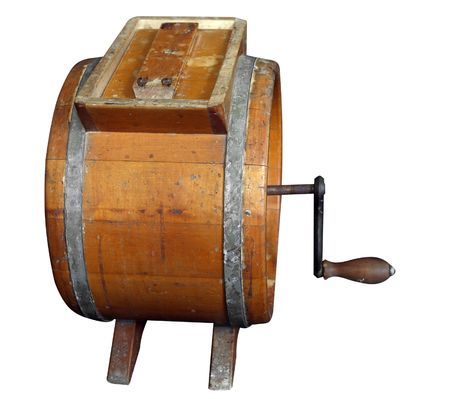 Antique Wooden Butter Churn isolated の写真素材