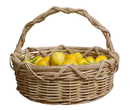 Basket of Fresh Lemons isolated      の写真素材