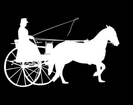 Silhouette of Horse and Buggy isolated     の写真素材