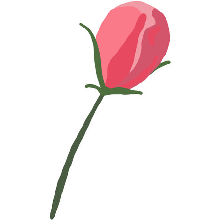 Pink Blossom Flower Bud. Sakura or Cherry Bloom Tree. Hand Drawing Beauty Plant. Cartoon Vector Illustration on White Background.のイラスト素材
