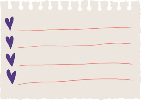 Torn Paper Note. Hand Drawn Sticker for Planner, Scrapbook, Diary, Schedule. Cute element in Retro Style. Vector Cartoon Isolated Illustration.のイラスト素材