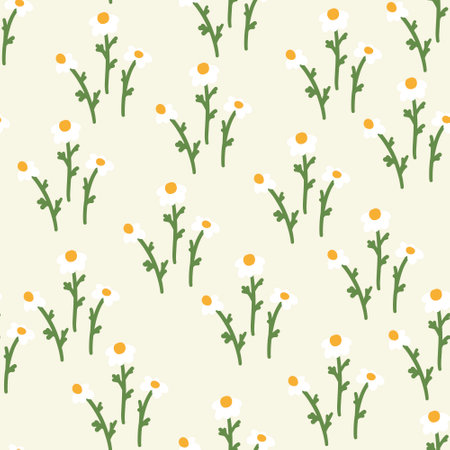 Seamless pattern with chamomile flowers. Vector illustrationのイラスト素材