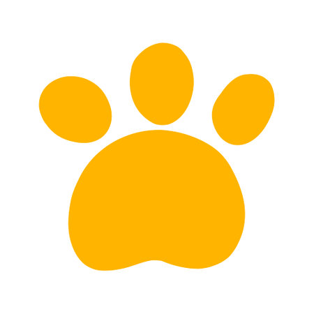 Cat or dog paw silhouette. Cute animal pets footprint. Simple foot trail print. Cartoon flat doodle hand drawn vector illustration isolated on white backgroundのイラスト素材