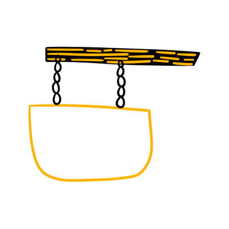 Shop Signage. Empty Signboard Cartoon. Flat simple board. Hand drawing cartoon line flat vector illustration isolated on whiteのイラスト素材