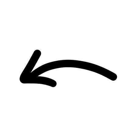 Simple doodle rounded arrow. Cartoon hand drawn doodle vector illustration isolated on transparent backgroundのイラスト素材