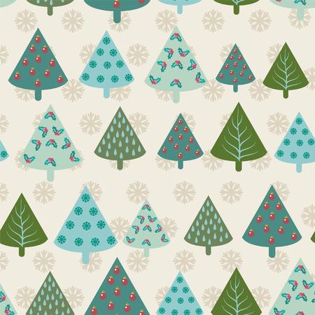 Christmas trees  seamless pattern background in vintage style Illustrationのイラスト素材