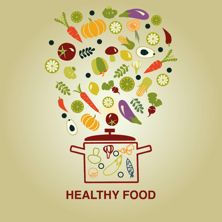 Vegetable soup with ingredients isolated healthy food background - Illustrationのイラスト素材