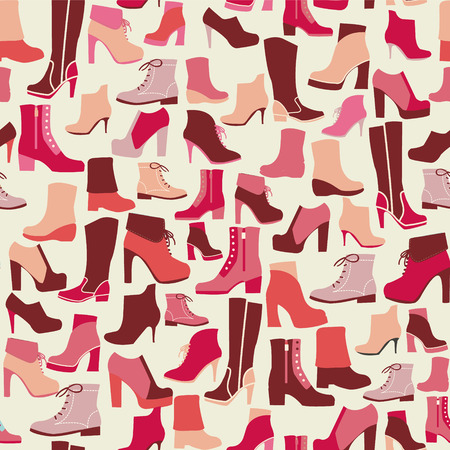 vector different spring winter Shoes silhouettes seamless  backgroundのイラスト素材