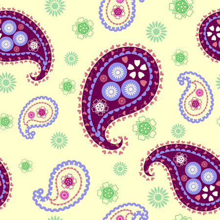 Vector Decorative  beautiful illustration of seamless pattern with paisleyのイラスト素材