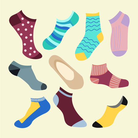 Vector fashion  Set icon of colored socks. Different types of socks- Illustrationのイラスト素材