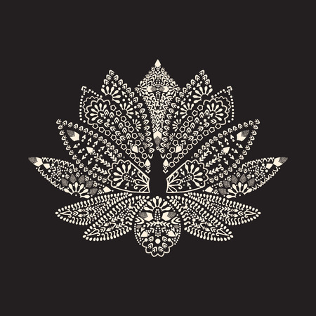 Vector Hand drawn tattoo element Henna Lotus Mehndi. Tattoo beautiful flowerのイラスト素材