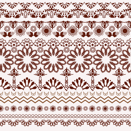 Vector  hand-drawn abstract Design Border Doodle Design Elements  Illustration . Henna Tattoo Doodle Edge Designs  henna mehndi flowersのイラスト素材