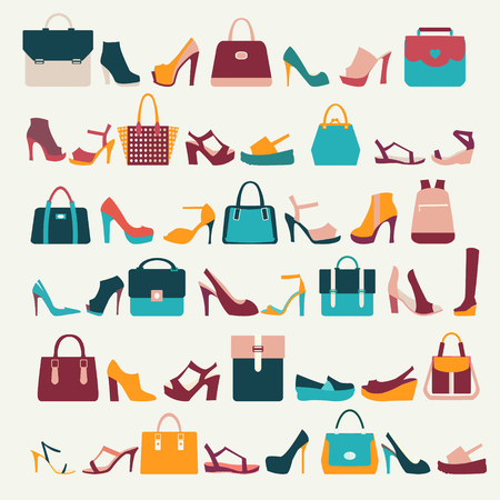 pattern  of  fashion Women bags handbags and High Heels shoesのイラスト素材