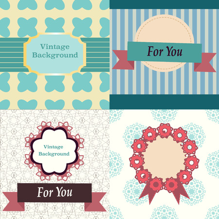 Vector vintage style Background of labels and retro cardsのイラスト素材