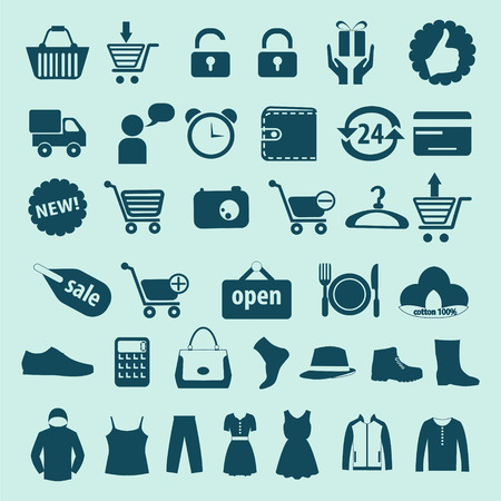 Flat icons set of fashion clothing and Shopping related vector iconsのイラスト素材