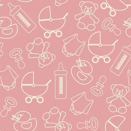 Pattern of baby shower elements, cute background illustrationのイラスト素材