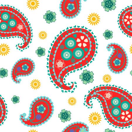 flower paisley seamless pattern element. Summer colored Stylized Abstract texture.Fashionable modern wallpaper or textileのイラスト素材