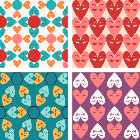 Valentine seamless with pictogram hearts, abstract background pattern, symbol of love.のイラスト素材
