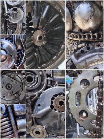 Collage of Robot parts mechanical. Background of steampunk, technology theme.の写真素材