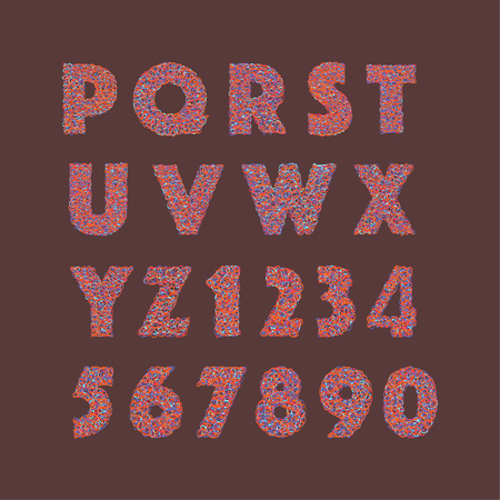 Vector set of cute alphabet letters with abstract Colorful Graffiti doodles style.のイラスト素材