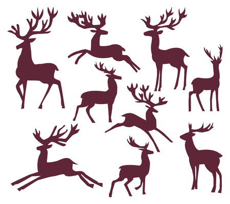 set of silhouette deer vector illustration character reindeer wild animal collectionのイラスト素材