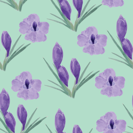 Watercolor Seamless pattern with Purple flower.のイラスト素材
