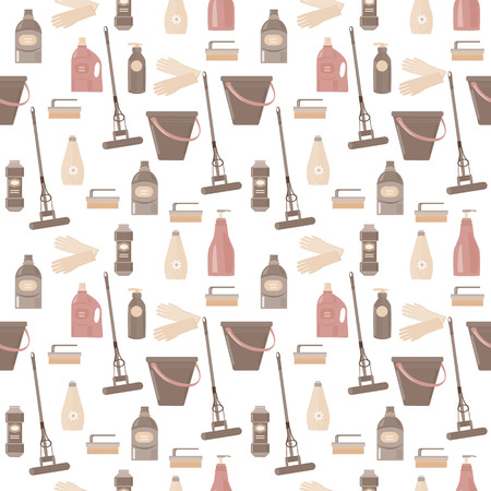seamless background pattern with colored Cleaning tools and equipment for work のイラスト素材