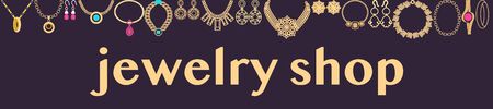 Vector Hand drawn Beautiful fashionable jewelry and accessories collection horizontal background. Jewels shop banner template.のイラスト素材