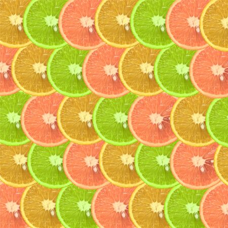 Colorful fruit pattern of fresh orange slices. Top view background.の写真素材