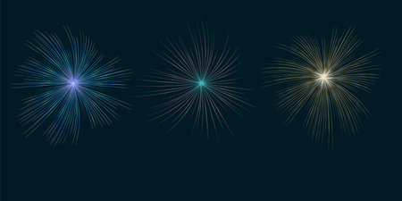 Set of Fireworks Christmas and New Year celebration.