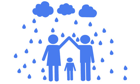 Caring parents about the child and protection issues. The concept of familyのイラスト素材