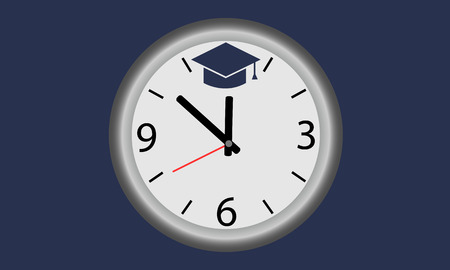 Time to learn. Clock with symbol of educationのイラスト素材