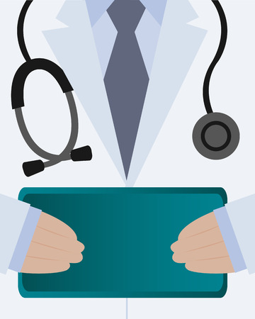 The doctor in a white medical coat with a stethoscopeのイラスト素材