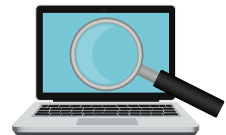 Internet search. Laptop with a magnifying glass. Vector illustrationのイラスト素材
