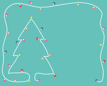 Postcard with silhouette of a Christmas tree from a garland. Vector illustrationのイラスト素材