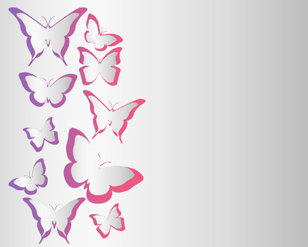 Abstract background with pink and purple butterflies. Vector illustrationのイラスト素材