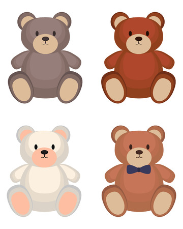 Toy bear set isolated on white background. Vector illustrationのイラスト素材