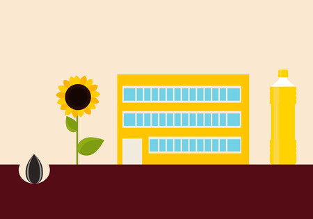 Production of sunflower oil. Concept agriculture. Vector illustrationのイラスト素材