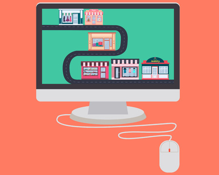 Concept online shop. Shopping through Internet. Vector illustration