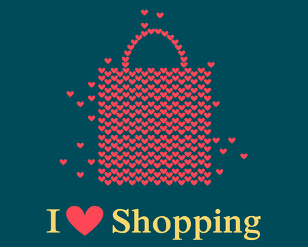 Logo template - shopping. The logo includes a bag from the hearts. Vector illustrationのイラスト素材