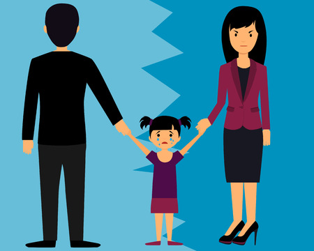 The concept of divorce. Parents divide child. のイラスト素材