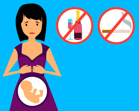 Bans for pregnant women. Can not drink alcohol and smoking.のイラスト素材