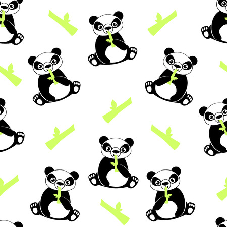 White background panda. Seamless pattern bear.のイラスト素材