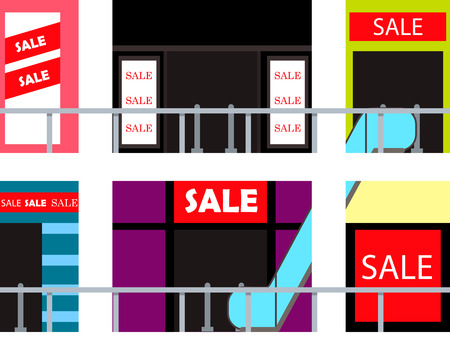 Inside shopping mall. Seasonal sale in the store.のイラスト素材