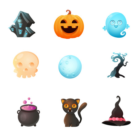 Icon set Halloween on a white background.  illustrationのイラスト素材