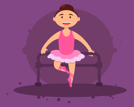 Sweet girl ballerina in training. Vector illustrationのイラスト素材