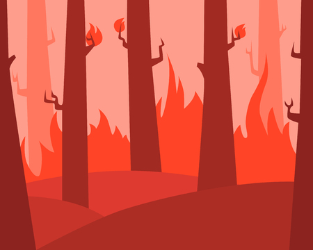 Fire in the forest. Flat design. Vector illustrationのイラスト素材